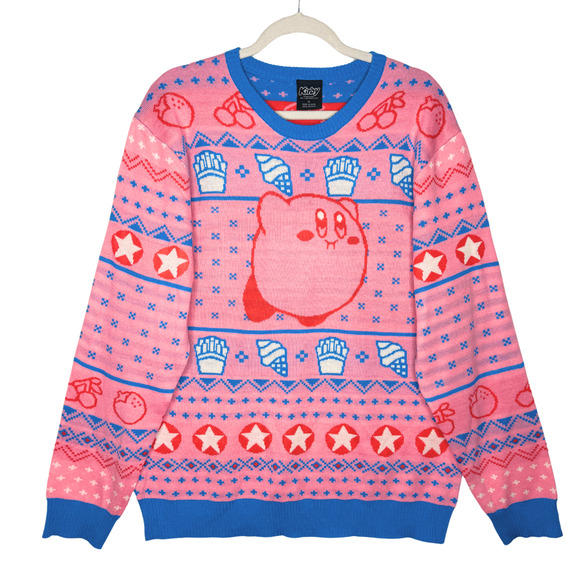 Nintendo Boxlunch Kirby Knit Long Sleeve Graphic Ugly Christmas Sweater Large - Picture 1 of 10